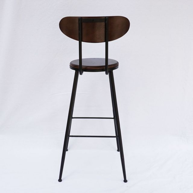 Ghế bar tựa lưng gỗ chân sắt sơn tĩnh điện HO-GBGMTAK002