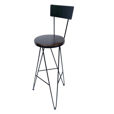Ghế Bar chân sắt 3 chân chữ V có tựa lưng sắt HO-GBGMTAK005