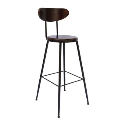 Ghế bar tựa lưng gỗ chân sắt sơn tĩnh điện HO-GBGMTAK002