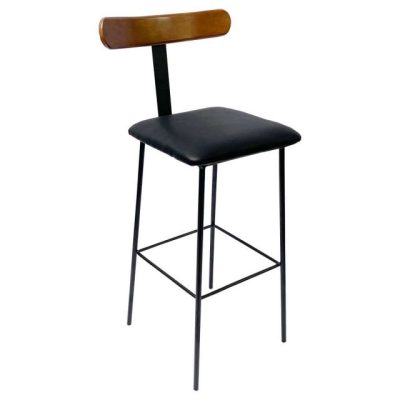 Ghế bar lưng tựa gỗ chân sắt sơn tĩnh điện HO-GBGMTAK008
