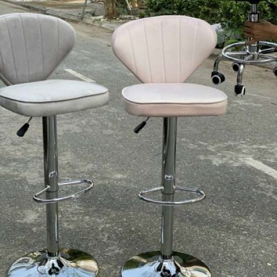 Ghế bar bọc nhung chân trụ xoay 360